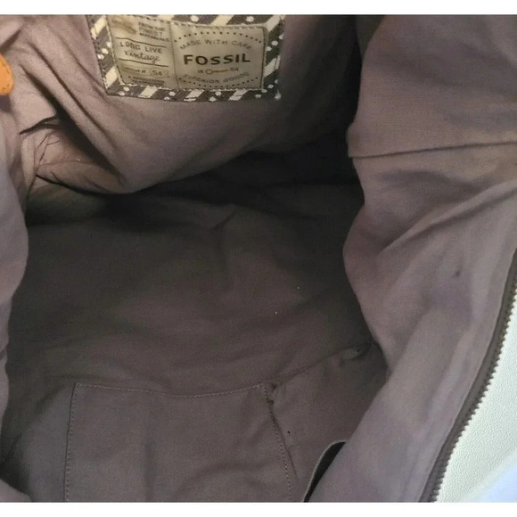 FOSSIL DUFFEL 1954 LONG LIVE VINTAGE LEATHER GREEN CANVAS MILITARY STYLE BAG LG - Picture 13 of 16